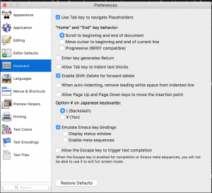 Keyboard preferences