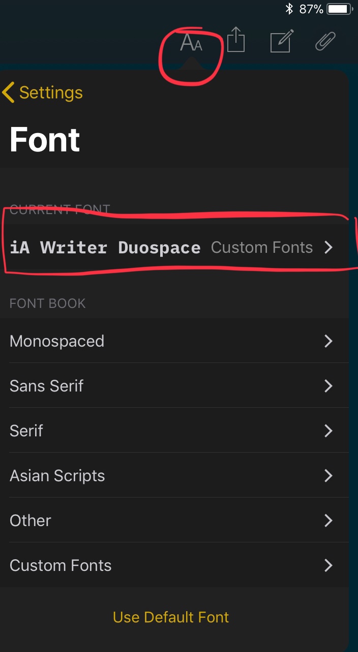 Ulysses Font Selector